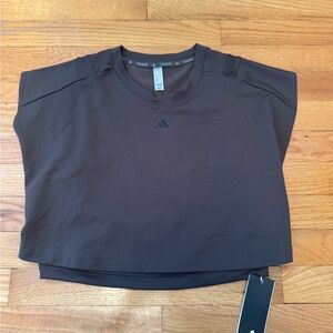 Adidas Brown Cropped Training T-Shirt